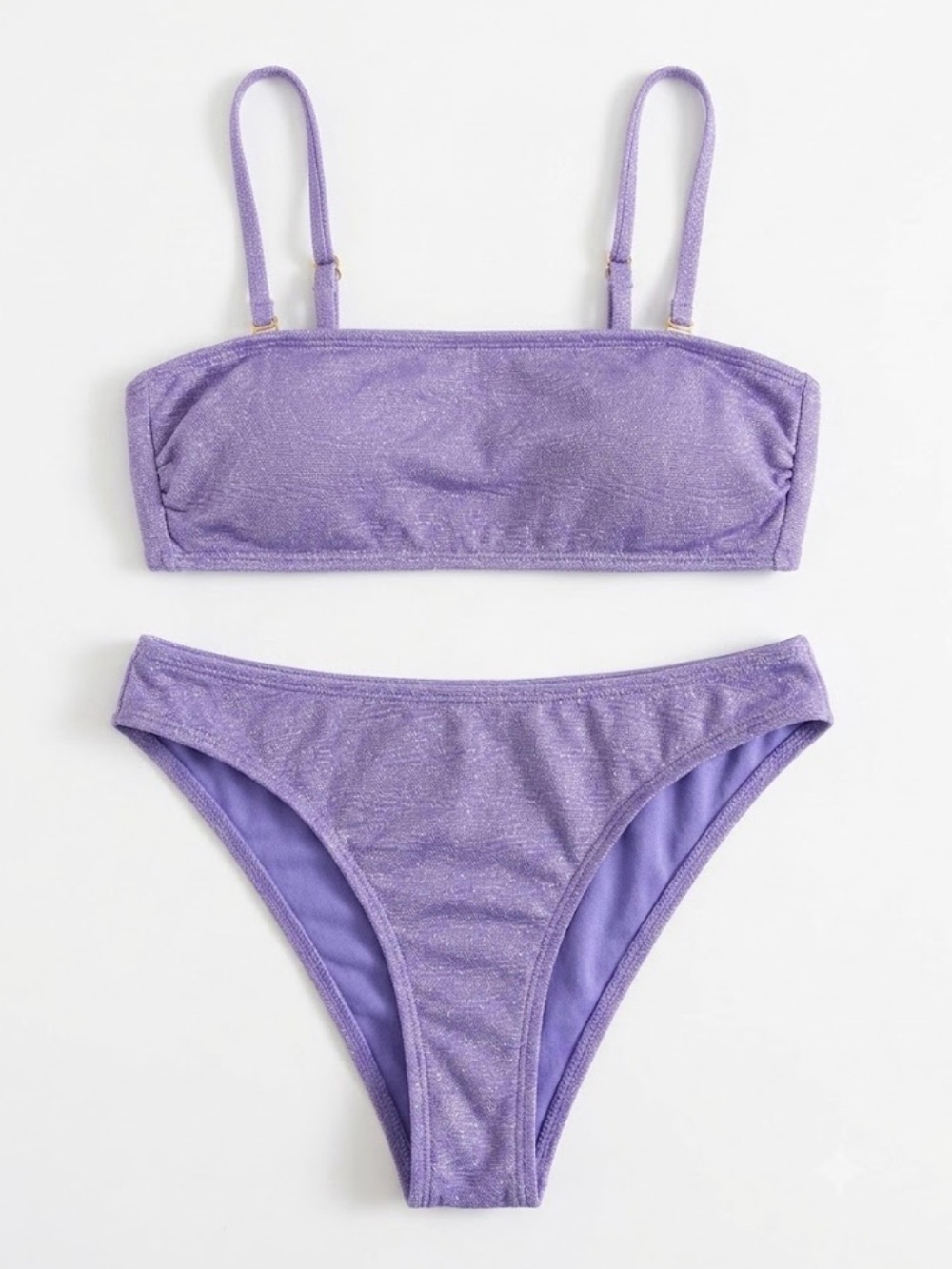 ✨ Lavender Shimmer Bikini Beach Summer California Waves Metallic XS/S Set ✨